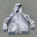 Men's Acid Wash Vintage Zip-Up Hoodie — Sun Faded Distressed Streetwear