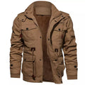 Men's Fleece-Lined Tactical Field Jacket — Windproof Multi-Pocket Winter Coat